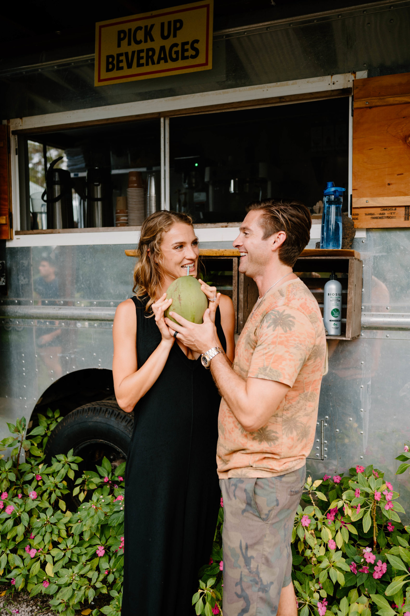 Share a coconut on the road to Hana during your Maui Elopement! 