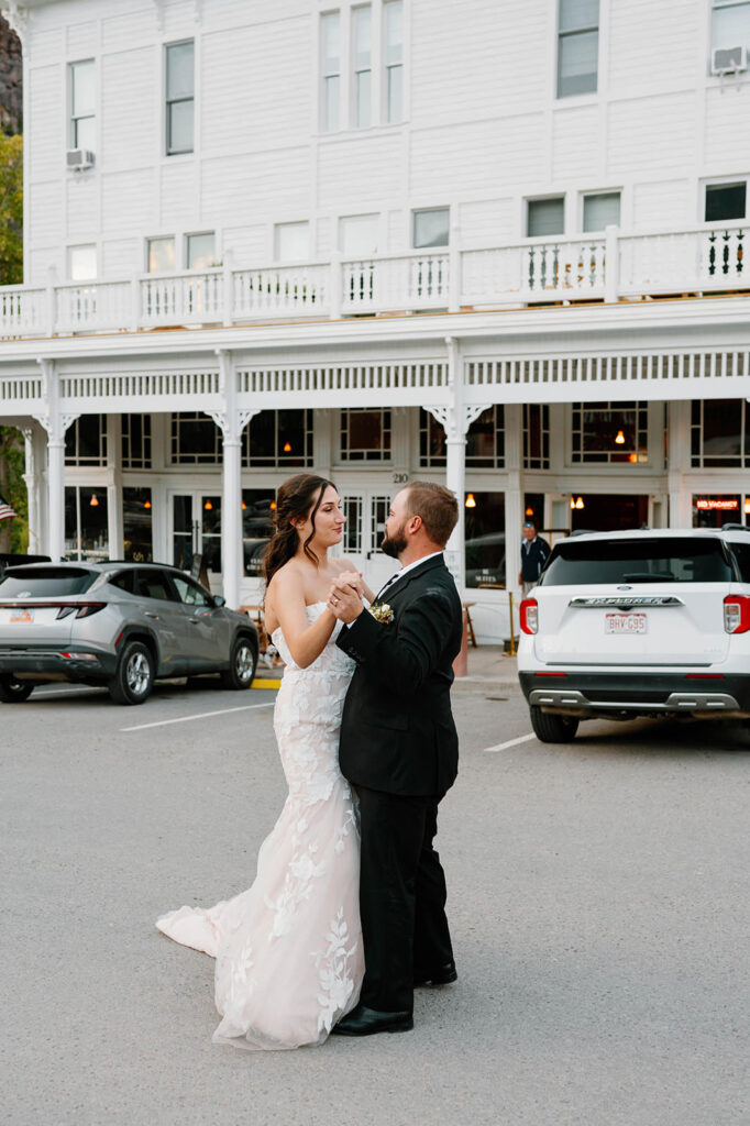 A couple dances in the streets of Ouray, Colorado. 