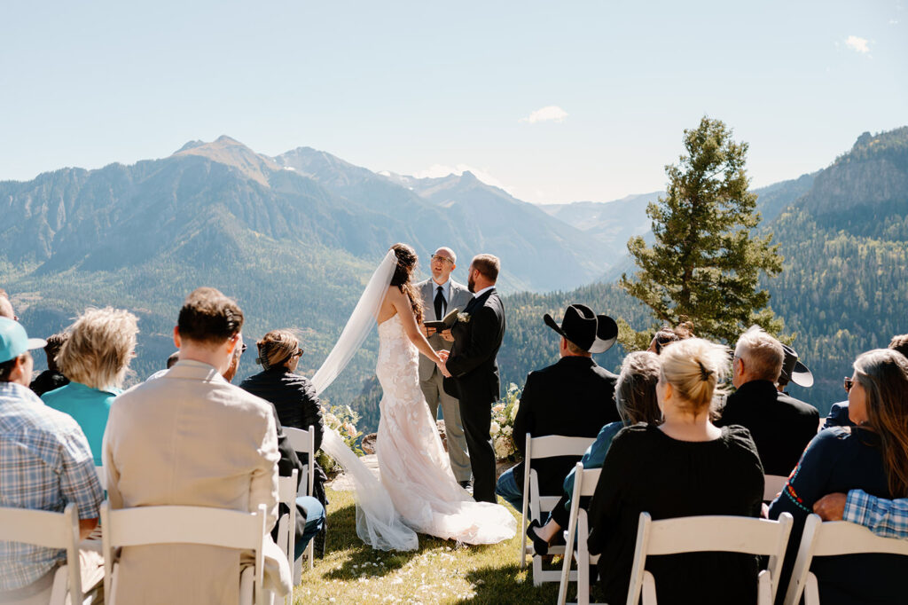A intimate wedding takes places on a mountain in Ouray. 