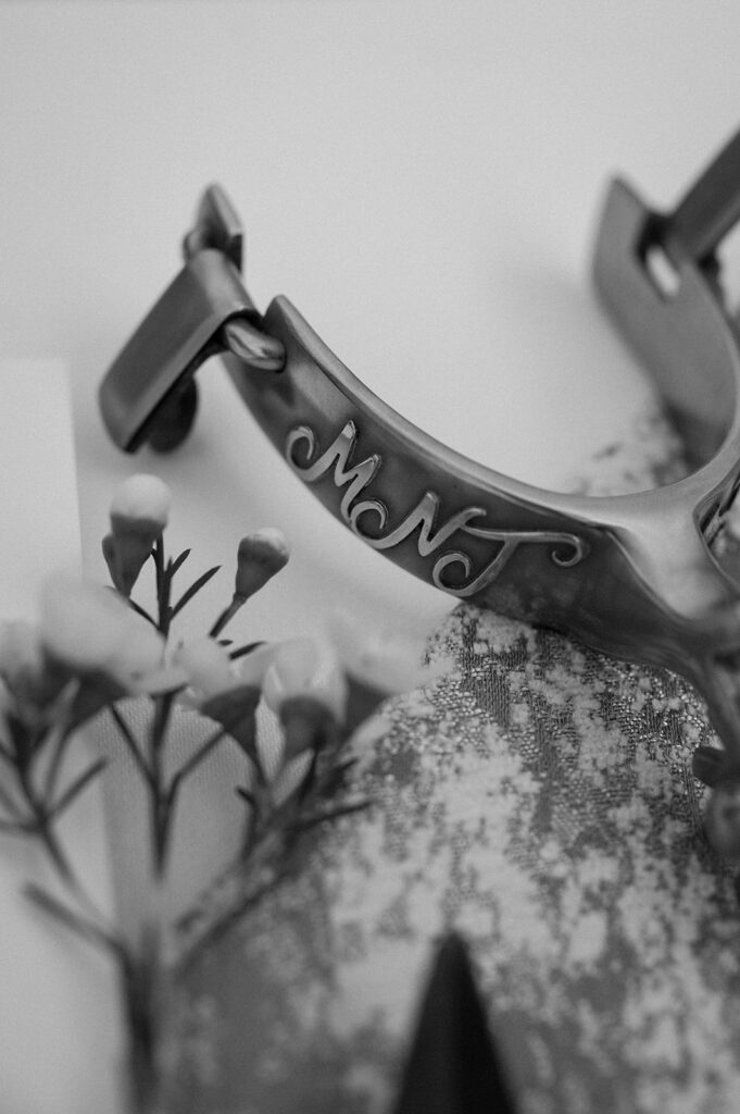 A detail shot of a bridal accessory. 